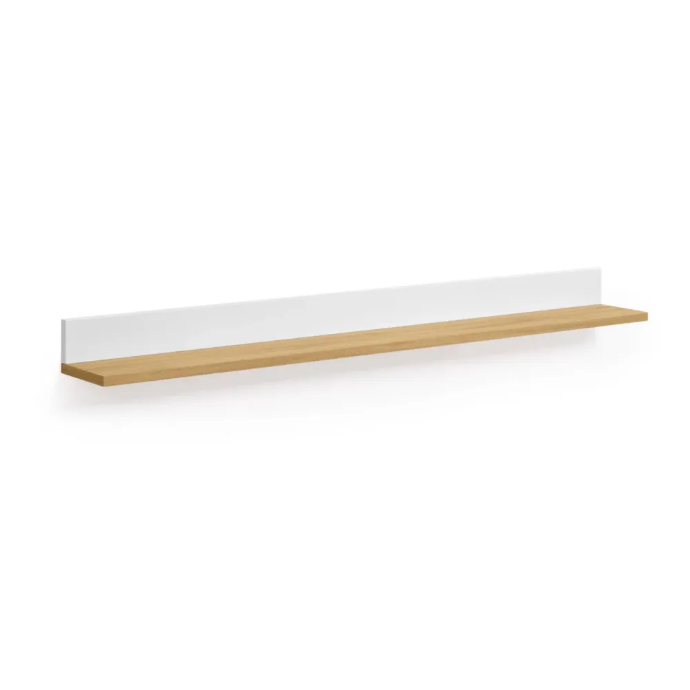 Abilen polc tölgyfa furnér és fehér lakkozással 120 x 15 cm FSC 100%