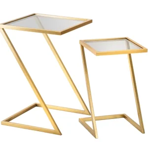 2 db geometrikus végasztal arany színű fém talppal – Z Design