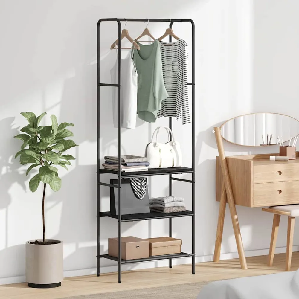 vidaXL Ruhafogó polcokkal Fekete tölgy 60 x 30 x 171 cm Faanyag