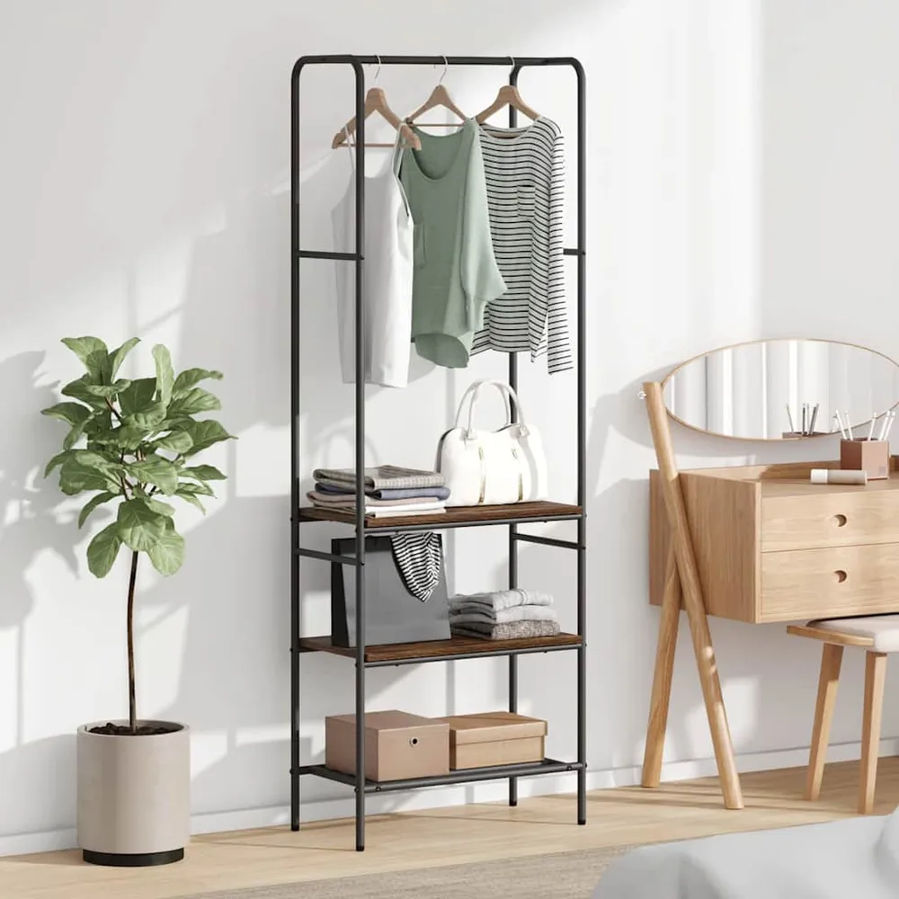 vidaXL Ruhafogó polcokkal Füstölt tölgy 60 x 30 x 171 cm Faanyag