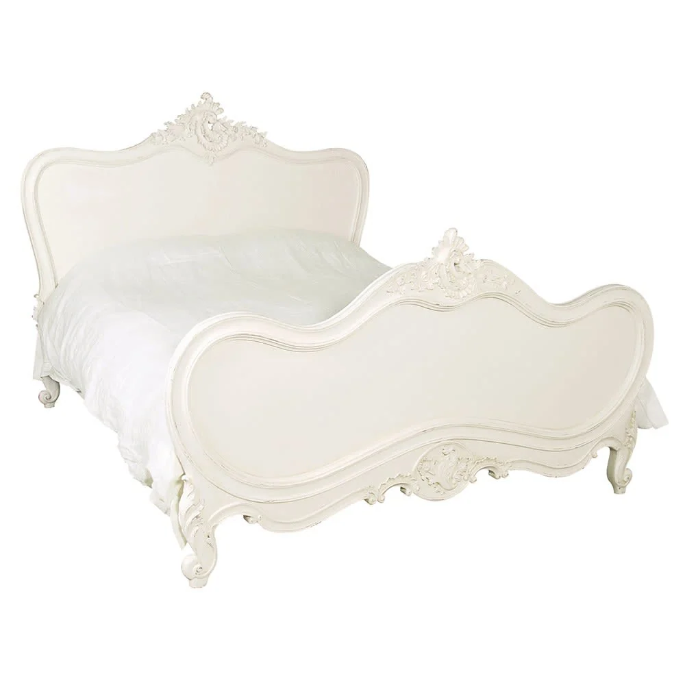CHATEAU antik fehér mahagónifa franciaágy 180 x 210 cm
