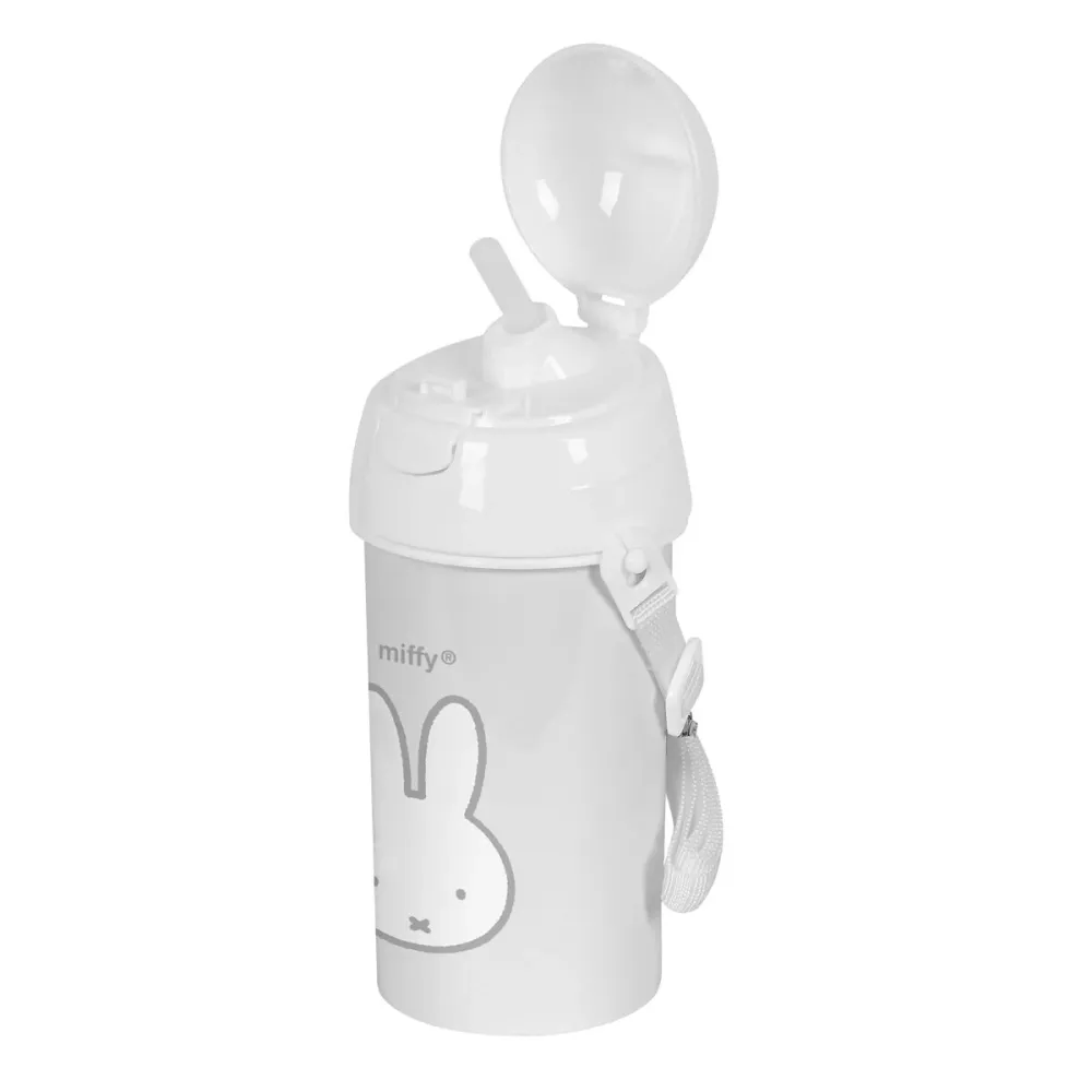 Miffy Niebla szürke üveg tetővel és szívószállal, 500 ml