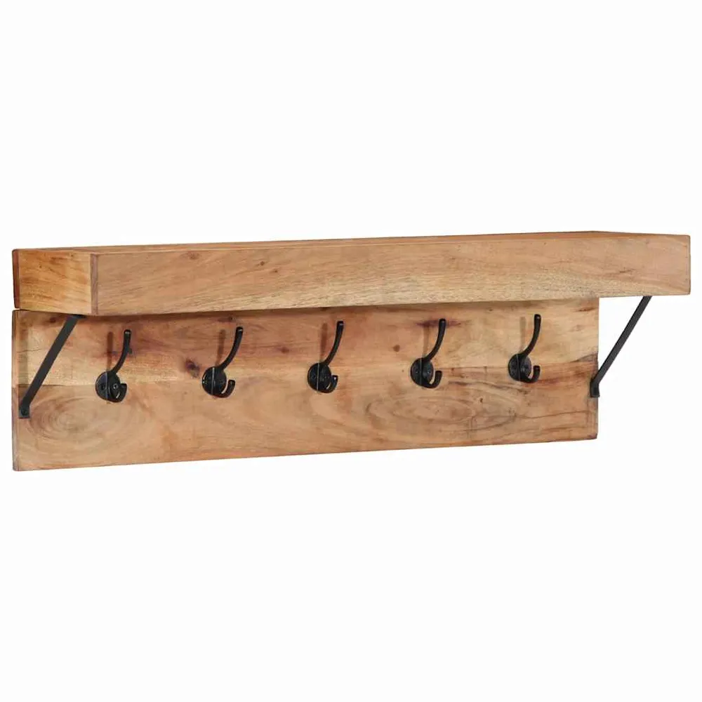 vidaXL Kabáthorog Falra szerelhető Barna 73 x 19 x 23 cm Tömör akácfa