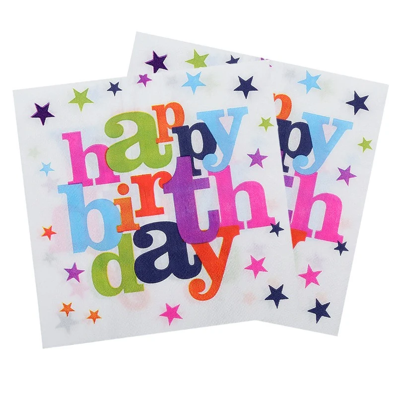 10 db asztali szalvéta, Vivimall, Happy Birthday kollekció, 32 x 32 cm, papír, többszínű