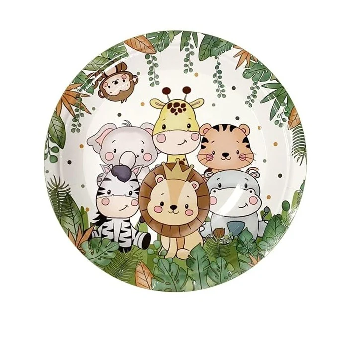 10 db-os Dzsungel Eldobható Tányér Készlet 22 Cm | JungleFun 2