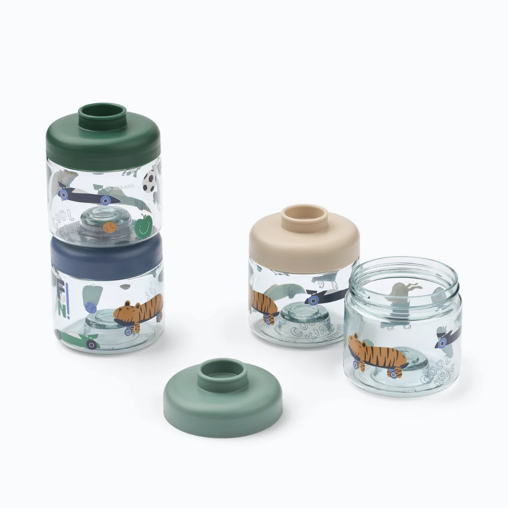 Liewood snack tartályok Dominique Fun / Beach kék 100ml 4 db-os kiszerelésben