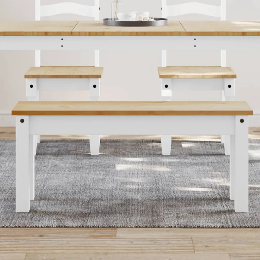 vidaXL PANAMA fehér tömör fenyőfa étkezőpad 105 x 30 x 45 cm