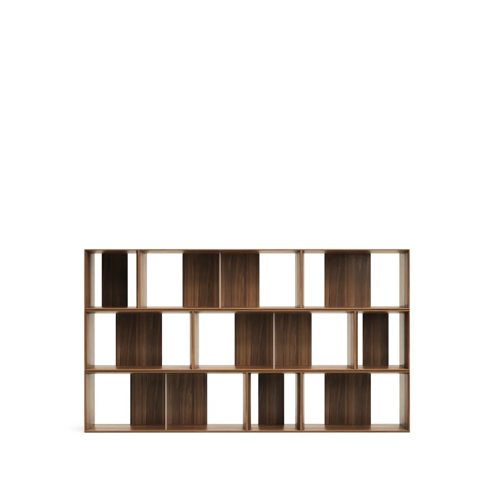 Litto 9 moduláris polc szett diófa furnérban, 202 x 114 cm