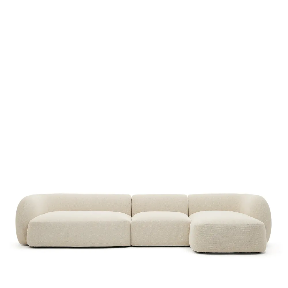 Martina ecru chenille 4 személyes moduláris kanapé jobb oldali chaise longue 377cm
