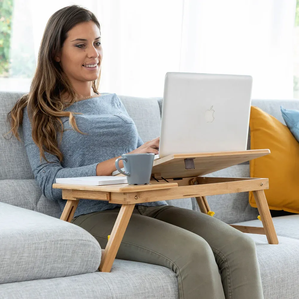 Bambusz Összecsukható Oldalsó Asztal Lapwood InnovaGoods