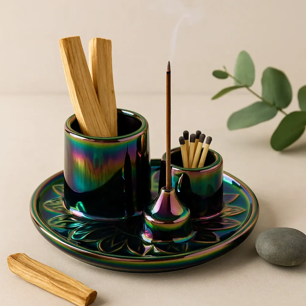 Palo Santo Füstölőtartó Irizáló Mandala Kerámia