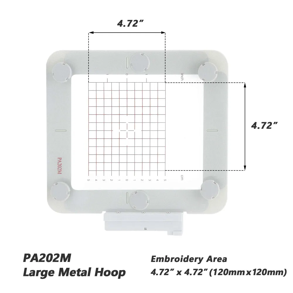 Mágneses hímzőkeret Husqvarna Viking és Pfaff hímzőgépekhez, 4.7″ × 4.7″ (120 × 120 mm) – PA202M fém keret