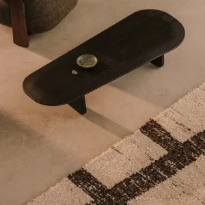 Pirita kávézóasztal tömör tölgyfából, fekete felülettel, 147 x 65 cm FSC 100%
