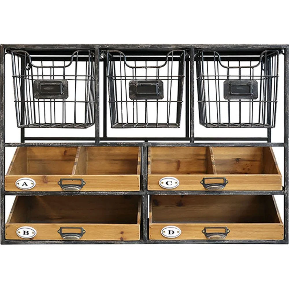 FACTORY fekete fém fiókos fali polc 70 cm